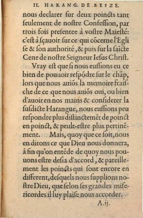 La seconde Harangue, prononcée a Poissy