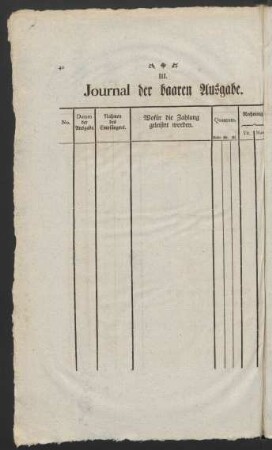 III. Journal der baaren Ausgabe