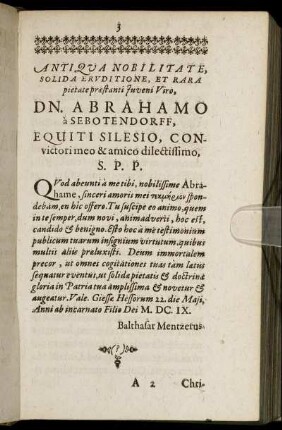 Antiqua Nobilitate, Solida Eruditione [...] Dn. Abrahamo a Sebotendorff [...]