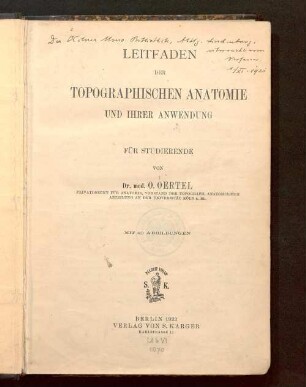 Leitfaden der topographischen Anatomie und ihrer Anwendung : für Studierende