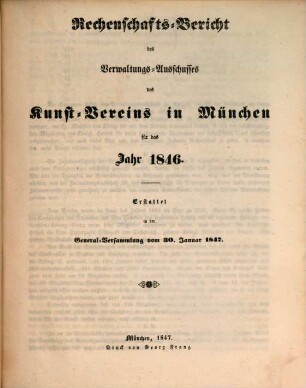 Rechenschafts-Bericht. 1846, 1846 (1847)