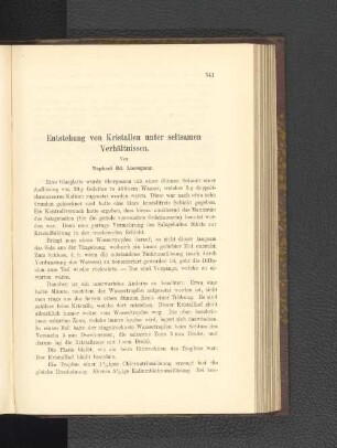 Entstehung von Kristallen unter seltsamen Verhältnissen