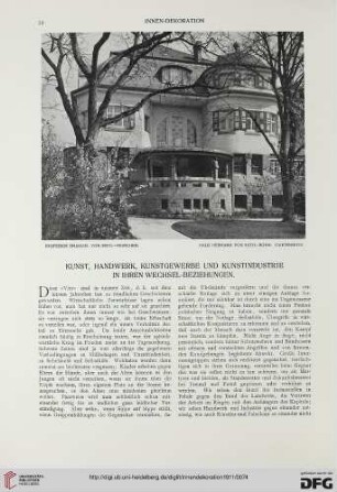 Kunst, Handwerk, Kunstgewerbe und Kunstindustrie in ihren Wechsel-Beziehungen