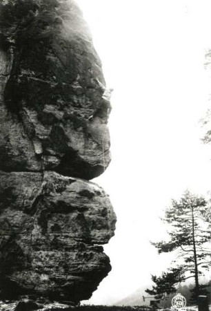 Sächsische Schweiz, Schmilka. Heringsgrundnadel. Seilschaft Ehrhardt Renger am Alten Weg (Südwestkante, VIIa)