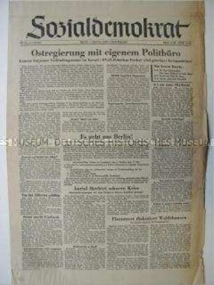 Berliner SPD-Zeitung "Sozialdemokrat" zur Bildung der Regierung der DDR