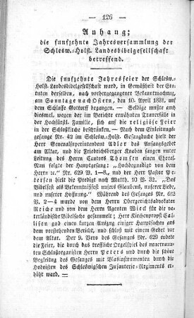 Anhang; die funfzehnte Jahresversammlung der Schlesw.=Holst. Landesbibelgesellschaft betreffend.