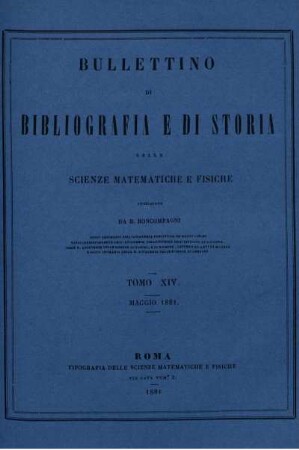 Tomo XIV. Maggio 1881.
