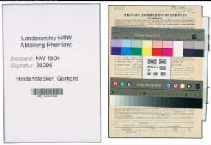 Entnazifizierung Gerhard Heidenstecker , geb. 18.07.1910 (Kaufm.Angestellter)