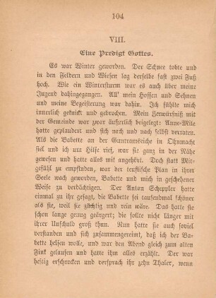VIII. Eine Predigt Gottes