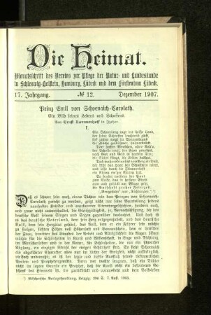 17. Jahrgang. No. 12. Dezember 1907.