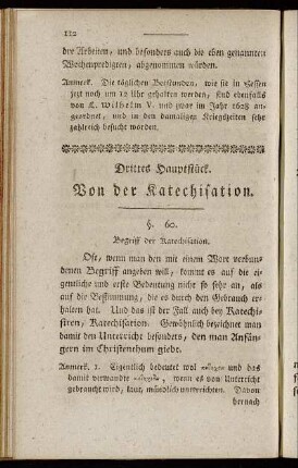 Drittes Hauptstück. Von der Katechisation.