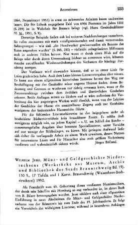 Jesse, Wilhelm :: Münz- und Geldgeschichte Niedersachsens, (Werkstücke aus Museum, Archiv und Bibliothek der Stadt Braundschweig, 15) : Braunschweig, Waisenhaus-Buchdr., 1952