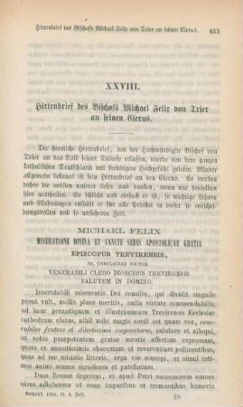 433-442 Hirtenbrief des Bischofs Michael Felix von Trier an seinen Clerus