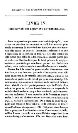 Livre IV. Intégration Des Èquations Différentielles.