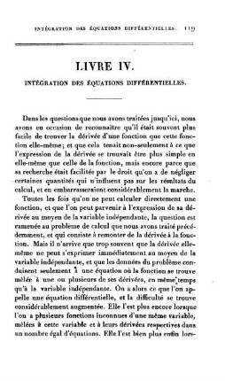 Livre IV. Intégration Des Èquations Différentielles.