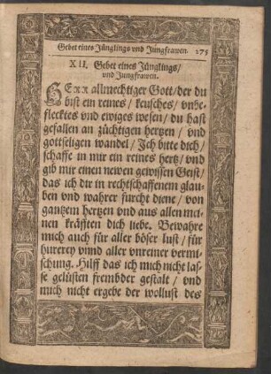 XII. Gebet eines Jünglings/ und Jungfrawen.