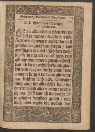 XII. Gebet eines Jünglings/ und Jungfrawen.