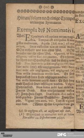 Hierauf folgen noch einige Exempel utriusque Syntaxeos.