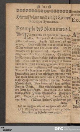 Hierauf folgen noch einige Exempel utriusque Syntaxeos.