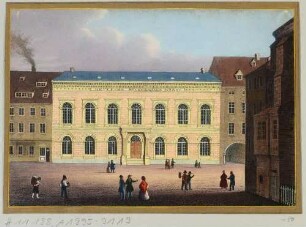 Die Buchhändlerbörse am Nikolaikirchhof in der Ritterstraße 12 in Leipzig, von 1836 bis 1888 Sitz des Börsenvereins der Deutschen Buchhändler