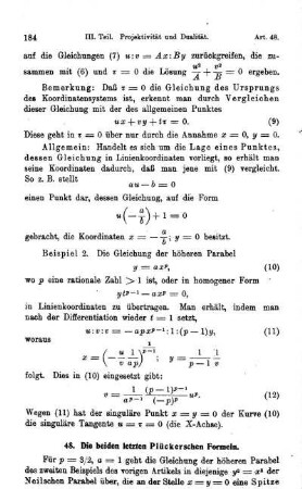 48. Die beiden letzten Plückerschen Formeln