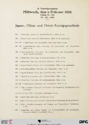 II. Versteigerungstag (Nr. 327-1109