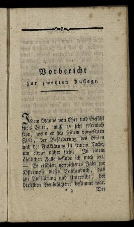 Vorbericht zur zweyten Auflage.