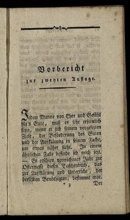 Vorbericht zur zweyten Auflage.