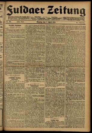 Erste Ausgabe vom Montag, den 07. April 1913.