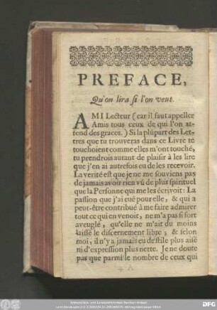 Preface, Ou'on lira si l'on veut.