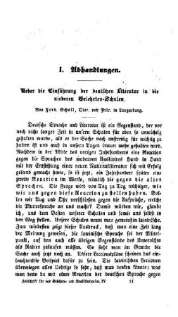 Ueber die Einführung der deutschen Literatur in die niederen Gelehrten-Schulen