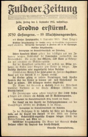 Ausgabe vom Freitag, den 03. September 1915.