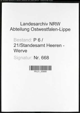 Sterberegister Standesamt Heeren-Werve