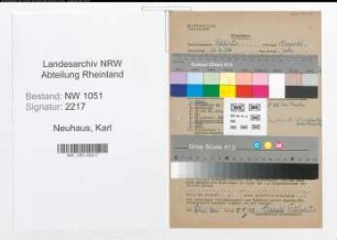 Entnazifizierung Karl Neuhaus , geb. 31.07.1908 (Inspektor)