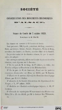 Séance du Comité du 3 octobre 1859