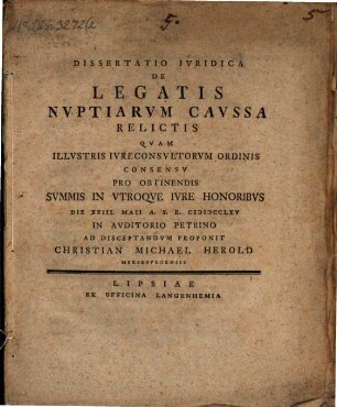 De legatis nuptiarum causa relictis