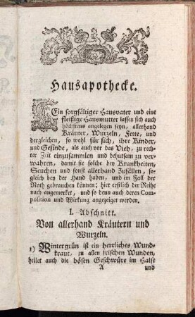 I. Abschnitt. Von allerhand Kräutern und Wurzeln.