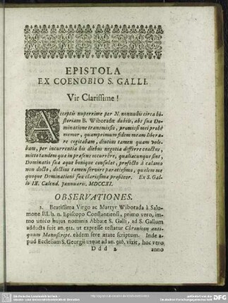 Epistola Ex Coenobio S. Galli.