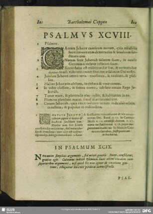 In Psalmum XCIX.[i.e. XCVIII.] Psalmus XCIX.[i.e. XCVIII.]