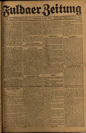 Erste Ausgabe vom Donnerstag, den 17. Juni 1920.