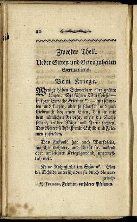 Zweeter Theil. Ueber Sitten und Gewohnheiten Germaniens.