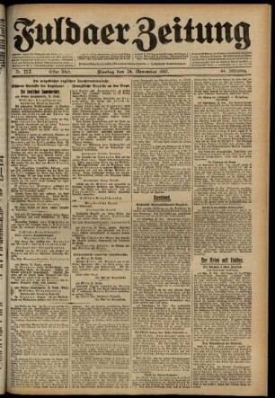 Erste Ausgabe vom Montag, den 26. November 1917.
