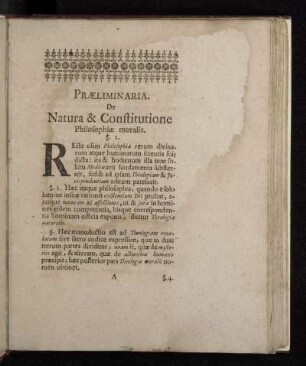 Præliminaria. De Natura & Constitutione Philosophiæ moralis.