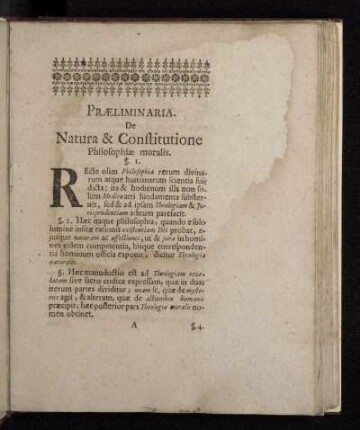 Præliminaria. De Natura & Constitutione Philosophiæ moralis.