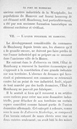 VII. - L'avenir industriel de Hambourg.