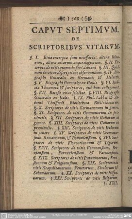 Caput Septimum. De Scriptoribus Vitarum