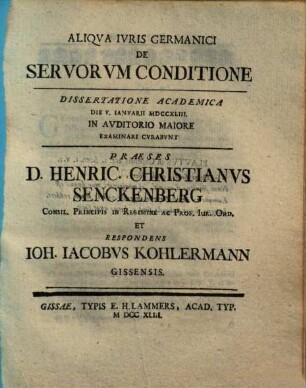 Aliqua iuris germanici de servorum conditione