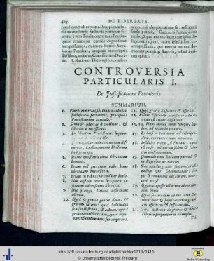 Controversia particularis I. De Justificatione Peccatoris.