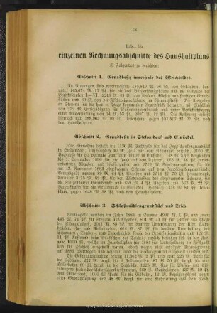 Ueber die einzelnen Rechnungsabschnitte des Haushaltplans ist Folgendes zu berichten