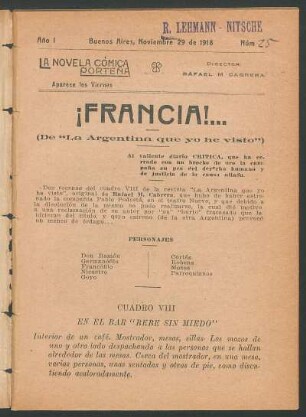 1918002500: ¡Francia!... : (de "La Argentina que yo he visto") ; dos escenas del cuadro VIII de la revista "La Argentina que yo he visto"